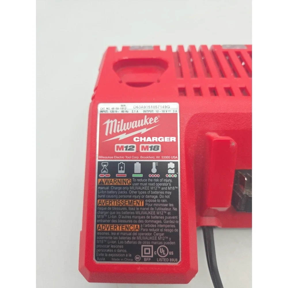 Milwaukee 48-59-1812 M12 M18 Battery Charger ONLY - TESTED WORKING M12 M18